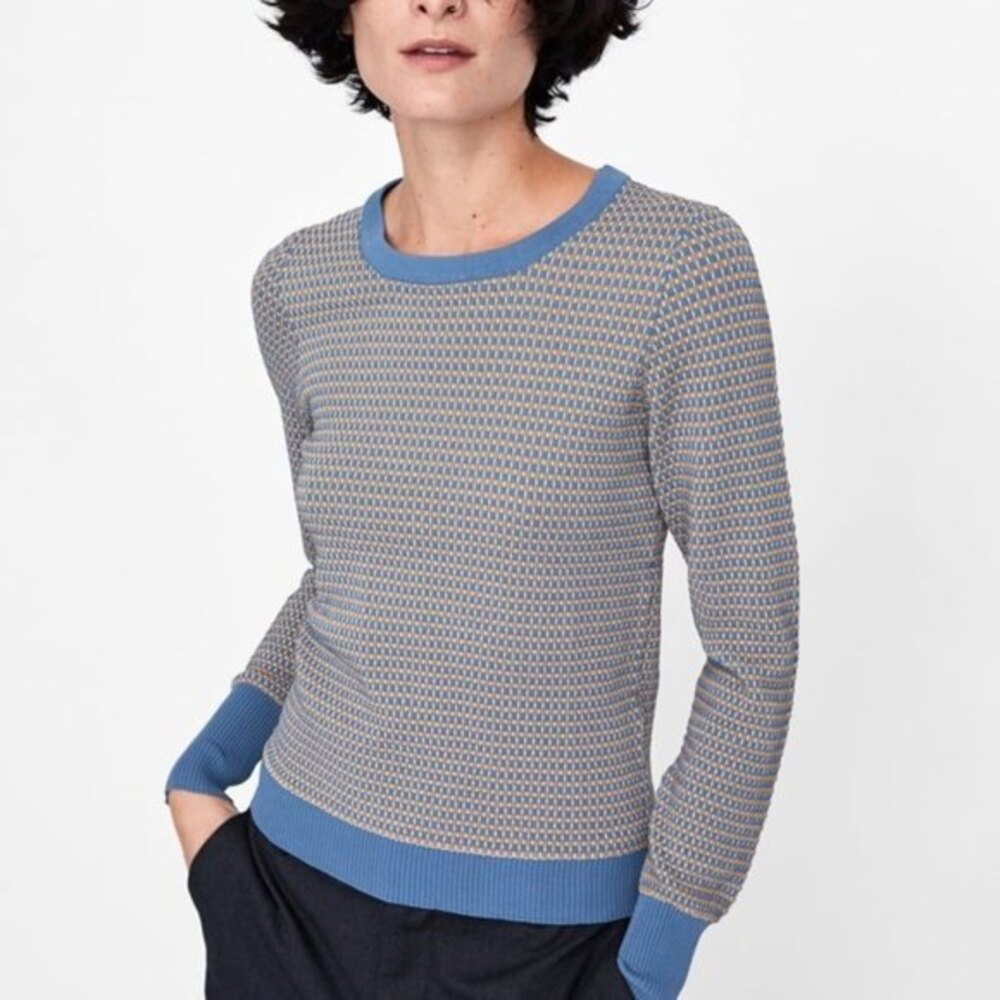 Zara Dotted Crew Neck Pullover Long Sleeve Textured Knit Sweater (NWT)